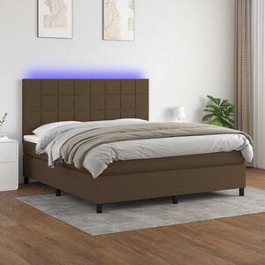 Box spring postel s matrací a LED tmavě hnědá 160x200 cm textil 3134888