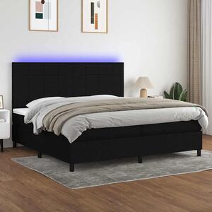 Box spring postel s matrací a LED černá 200x200 cm textil 3134903