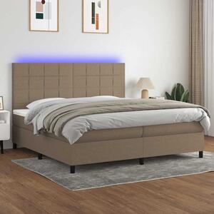 Box spring postel s matrací a LED taupe 200x200 cm textil 3134905