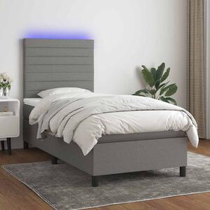 Box spring postel s matrací a LED tmavě šedá 80 x 200 cm textil 3134910