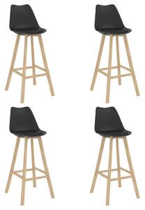 Barové stoličky 4 ks černé PP a masivní bukové dřevo