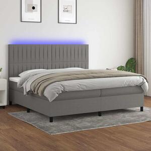 Box spring postel s matrací a LED tmavě šedá 200x200 cm textil 3135062
