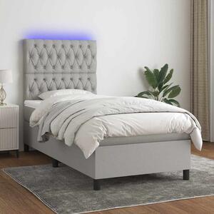 Box spring postel s matrací a LED světle šedá 80x200 cm textil 3135069