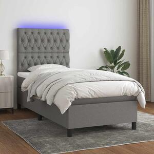 Box spring postel s matrací a LED tmavě šedá 80 x 200 cm textil 3135070