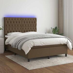 Box spring postel s matrací a LED tmavě hnědá 140x200 cm textil 3135120