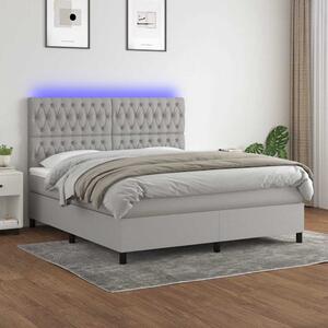 Box spring postel s matrací a LED světle šedá 160x200 cm textil 3135125