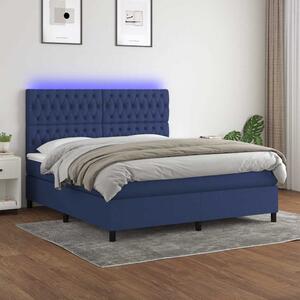 Box spring postel s matrací a LED modrá 160x200 cm textil 3135131