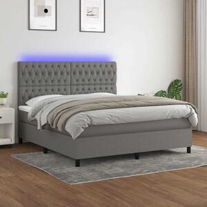 Box spring postel s matrací a LED tmavě šedá 160x200 cm textil 3135126