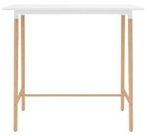 Barový stůl bílý 120 x 60 x 105 cm MDF a masivní bukové dřevo