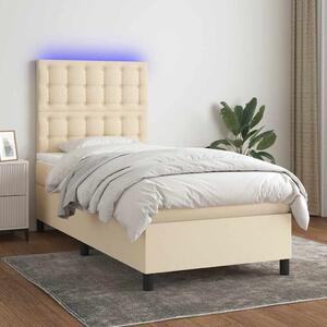 Box spring postel s matrací a LED krémová 80 x 200 cm textil 3135154