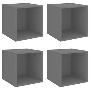 Nástěnné skříňky 4 ks šedé 37 x 37 x 37 cm dřevotříska