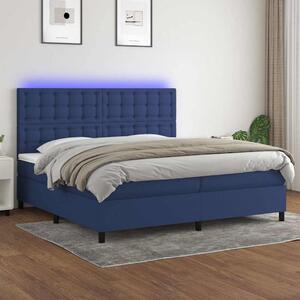 Box spring postel s matrací a LED modrá 200x200 cm textil 3135227