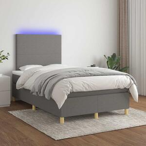 Box spring postel s matrací a LED tmavě šedá 120x200 cm textil 3135262