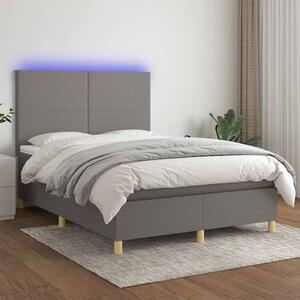 Box spring postel s matrací a LED tmavě šedá 140x200 cm textil 3135278