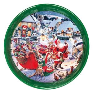 Kulatý zelený podnos s vánočním motivem Brandani, ⌀ 38 cm