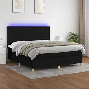 Box spring postel s matrací a LED černá 160x200 cm textil 3135287