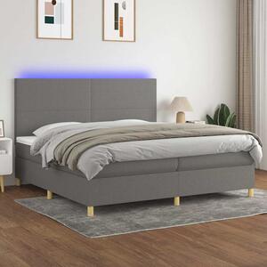 Box spring postel s matrací a LED tmavě šedá 200x200 cm textil 3135302