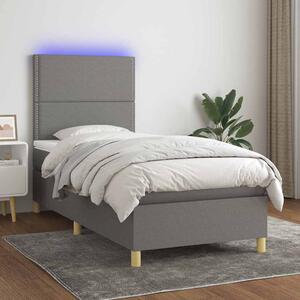 Box spring postel s matrací a LED tmavě šedá 90x190 cm textil 3135318
