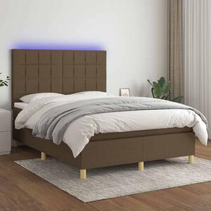 Box spring postel s matrací a LED tmavě hnědá 140x200 cm textil 3135440