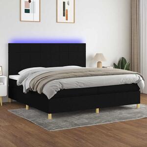 Box spring postel s matrací a LED černá 200x200 cm textil 3135463