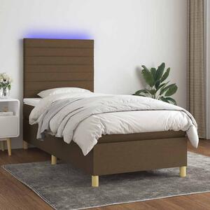 Box spring postel s matrací a LED tmavě hnědá 90x190 cm textil 3135480