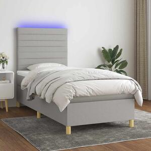 Box spring postel s matrací a LED světle šedá 80x200 cm textil 3135469