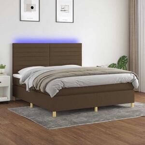 Box spring postel s matrací a LED tmavě hnědá 160x200 cm textil 3135528