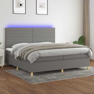 Box spring postel s matrací a LED tmavě šedá 200x200 cm textil 3135542