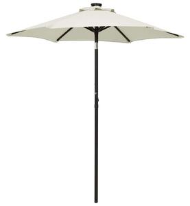 Zahradní slunečník s LED osvětlením pískový 200 x 211 cm hliník 313557