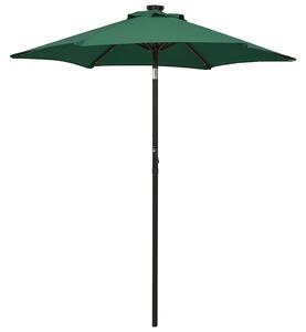 Zahradní slunečník s LED osvětlením zelený 200 x 211 cm hliník 313558