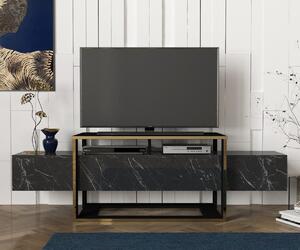 Hanah Home TV stolek Bianco černý/zlatý