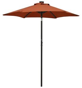 Zahradní slunečník s LED osvětlením terakota 200x211 cm hliník 313562