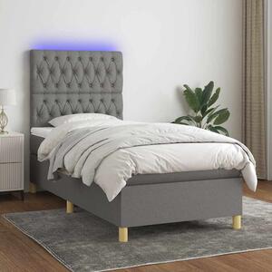 Box spring postel s matrací a LED tmavě šedá 80 x 200 cm textil 3135630