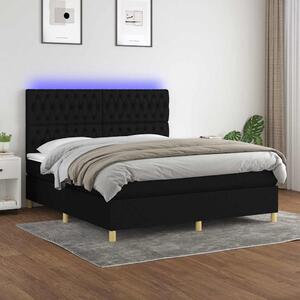 Box spring postel s matrací a LED černá 160x200 cm textil 3135687