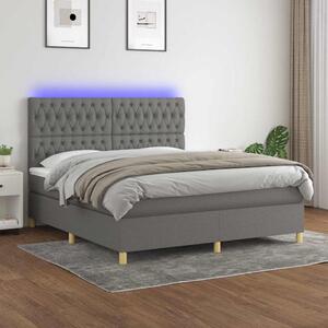 Box spring postel s matrací a LED tmavě šedá 160x200 cm textil 3135686