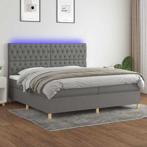Box spring postel s matrací a LED tmavě šedá 200x200 cm textil 3135702