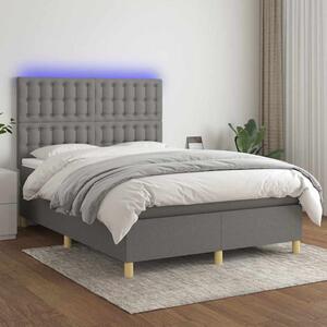 Box spring postel s matrací a LED tmavě šedá 140x200 cm textil 3135758