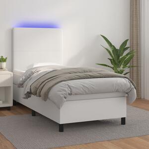 Box spring postel s matrací a LED bílá 80 x 200 cm umělá kůže 3135790