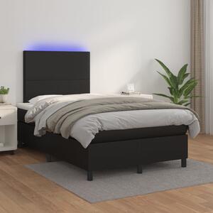 Box spring postel s matrací a LED černá 120x200 cm umělá kůže 3135813