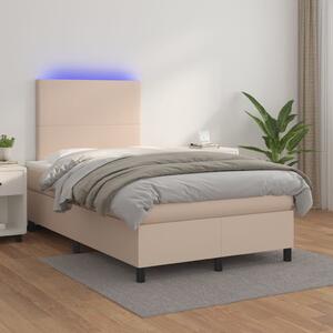 Box spring postel matrace a LED cappuccino 120x200cm umělá kůže 3135818
