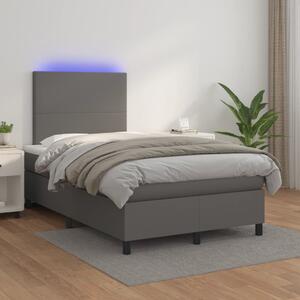Box spring postel s matrací a LED šedá 120x200 cm umělá kůže 3135817