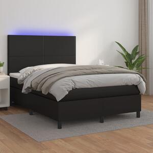 Box spring postel s matrací a LED černá 140 x 190 cm umělá kůže 3135819