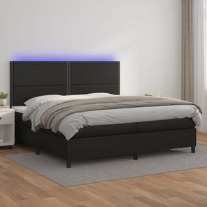 Box spring postel s matrací a LED černá 200x200 cm umělá kůže 3135903