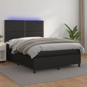 Box spring postel s matrací a LED černá 140 x 190 cm umělá kůže 3135879