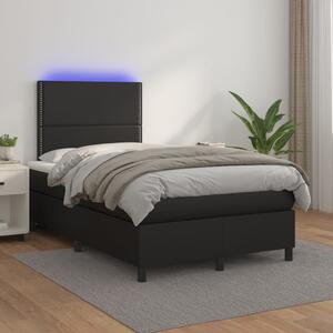 Box spring postel s matrací a LED černá 120x200 cm umělá kůže 3135873