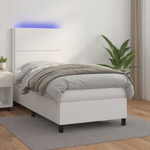 Box spring postel s matrací a LED bílá 100x200 cm umělá kůže 3135868