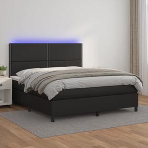 Box spring postel s matrací a LED černá 180x200 cm umělá kůže 3135897