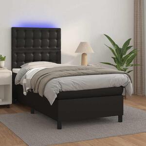 Box spring postel s matrací a LED černá 80 x 200 cm umělá kůže 3135909