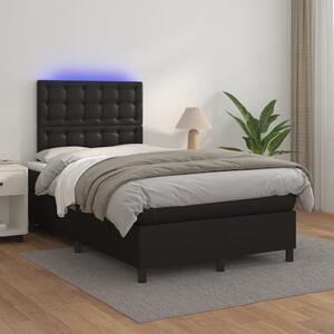 Box spring postel s matrací a LED černá 120x200 cm umělá kůže 3135933