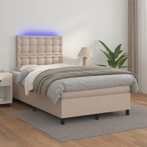 Box spring postel matrace a LED cappuccino 120x200cm umělá kůže 3135938